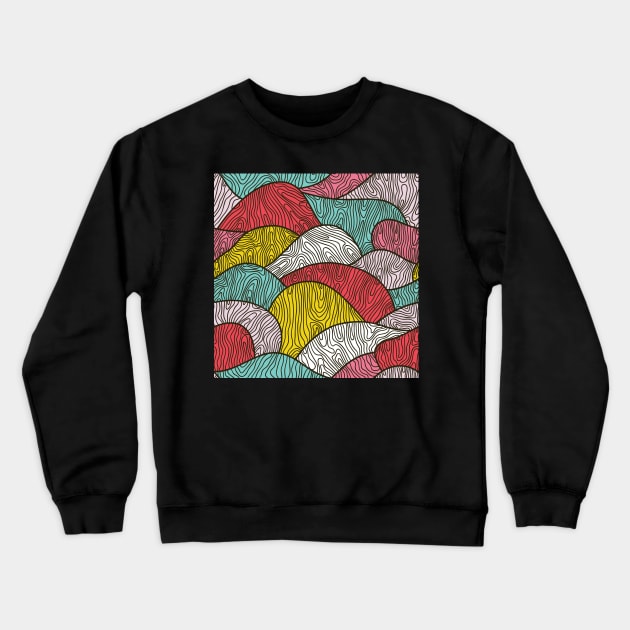 Zen Doodle Waves Crewneck Sweatshirt by greenoriginals